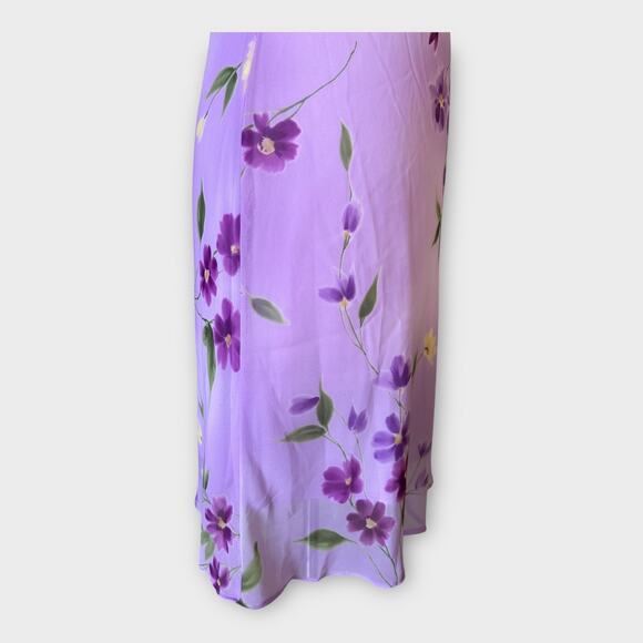 Vintage 90s Just Choon USA Purple Floral Empire Waist Dress Sheer Overlay sz 9 - Picture 5 of 12